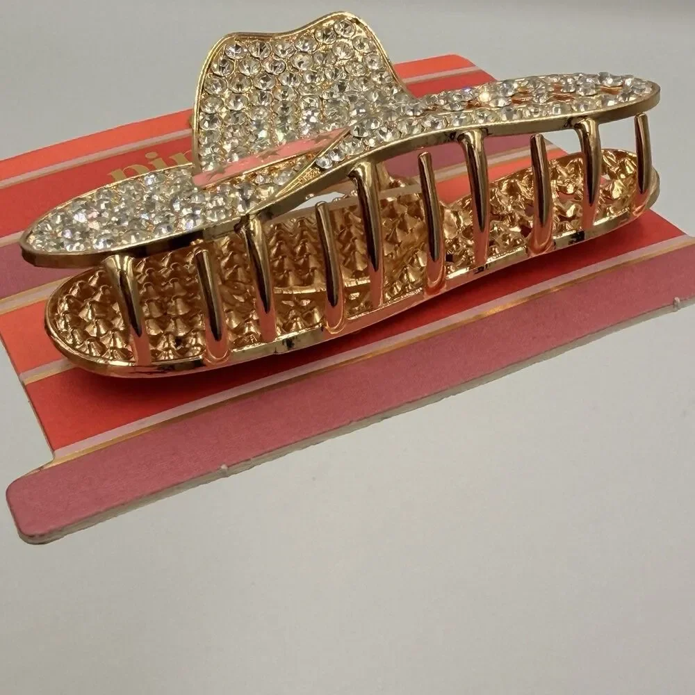 Piper K Rhinestone Cowgirl Hat Hair Claw Clip Western Rodeo Bling Pink Gold